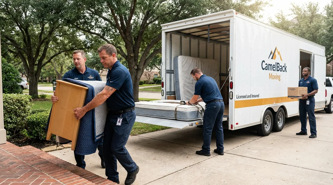 Crew loading residential truck for cross-state move from Broomall, PA