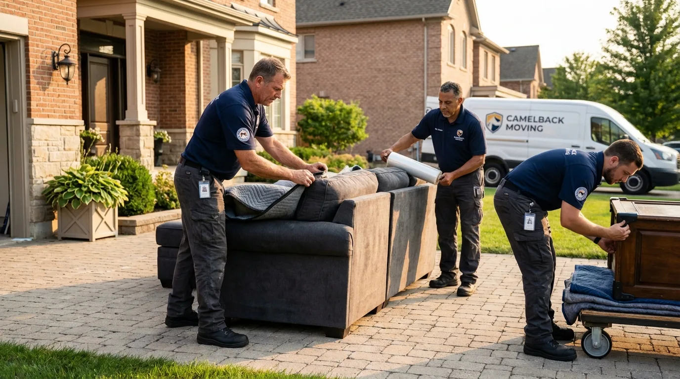 Large estate moving crew wrapping furniture in Broomall, PA